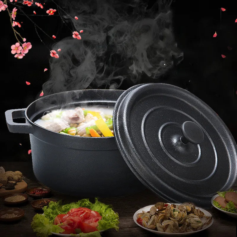 Traditional 30CM Cast Iron Binaural Stew Pot