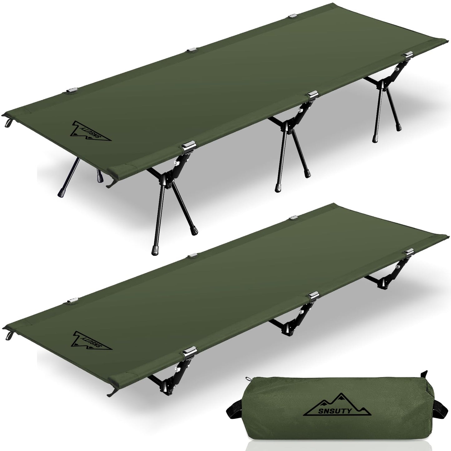 SUSNTY Camping cots for AdultsUltralight Camping Cot with Leg ExtendersPortable Folding Camping cotBackpacking Compact Tent Cot for Outdoor Camping Hiking(Green)
